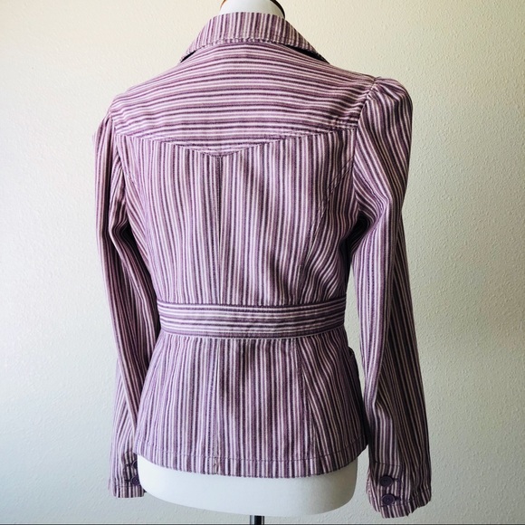 Ann Taylor Loft Striped Purple Cotton Blazer 4 - Picture 2 of 5